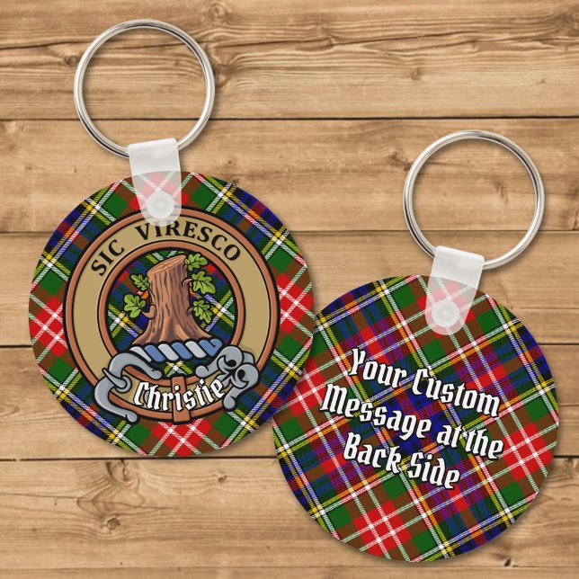 Porte-clés Clan Christie Crest over Tartan (Créateur téléchargé)