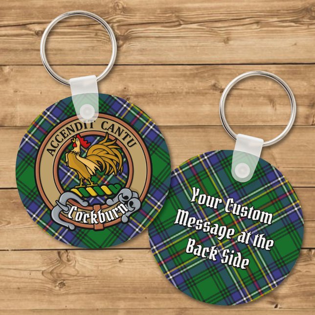 Porte-clés Clan Cockburn Crest sur Tartan (Créateur téléchargé)