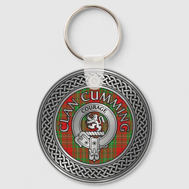 Porte-clés Clan Cumming Crest & Tartan Knot Porte - clé (Recto)