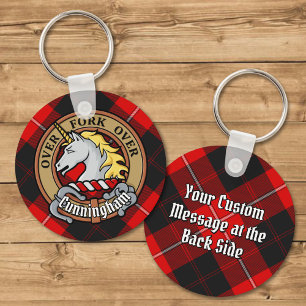 Porte-clés Clan Cunningham Crest sur Tartan
