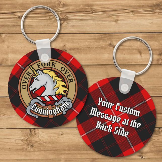 Porte-clés Clan Cunningham Crest sur Tartan (Créateur téléchargé)