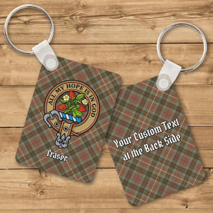 Porte-clés Clan Fraser Crest sur le tartare de chasse Patinée