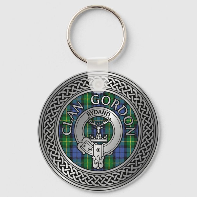 Porte-clés Clan Gordon Crest & Tartan Knot Porte - clé (Recto)
