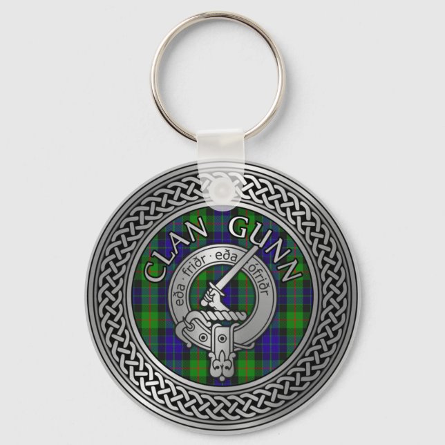 Porte-clés Clan Gunn Crest & Tartan Knot Porte - clé (Recto)