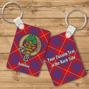 Porte-clés Clan Hamilton Crest sur Red Tartan Porte - clé