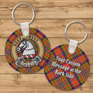 Porte-clés Clan Hepburn Crest sur Tartan