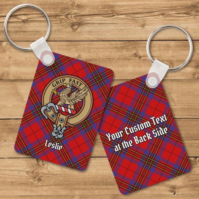 Porte-clés Clan Leslie Crest sur Red Tartan (Créateur téléchargé)