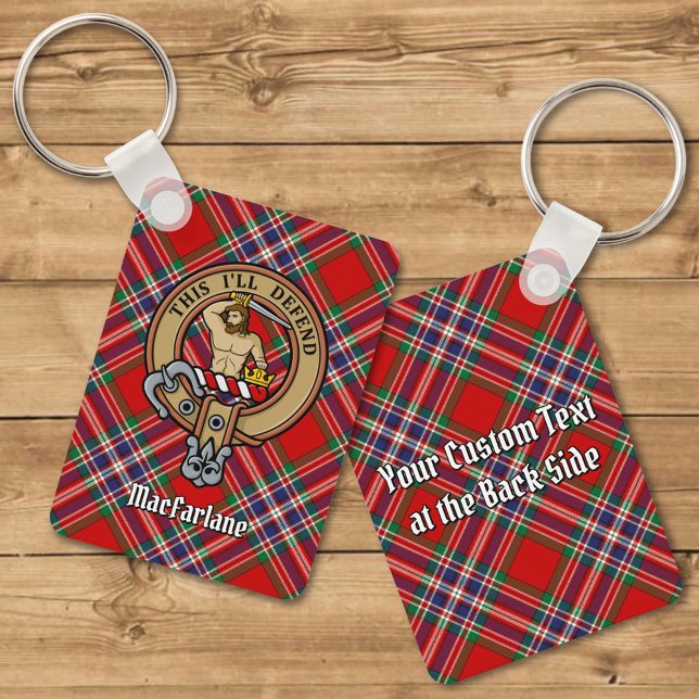 Porte-clés Clan MacFarlane Crest sur Red Tartan (Créateur téléchargé)