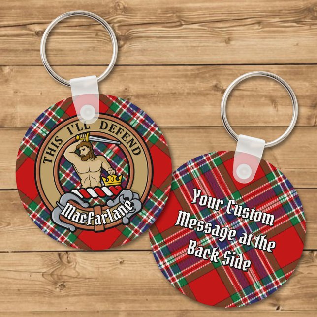 Porte-clés Clan MacFarlane Crest sur Tartan Porte - clé (Créateur téléchargé)
