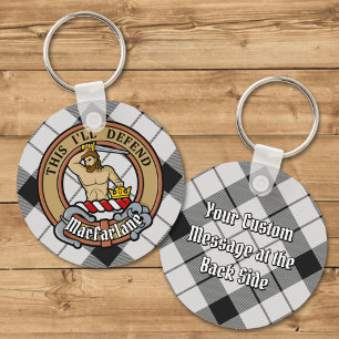 Porte-clés Clan MacFarlane Crest sur tarte noir et blanc