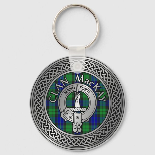 Porte-clés Clan MacKay Crest & Tartan Knot Porte - clé (Recto)