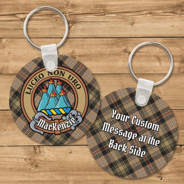 Porte-clés Clan MacKenzie Crest sur Tartan de chasse Brown (Créateur téléchargé)