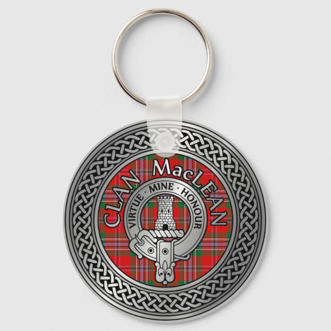 Porte-clés Clan MacLean Crest & Tartan Knot Keychain (Recto)