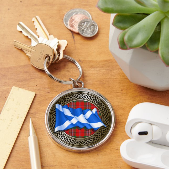Porte-clés Clan MacLean Tartan Knot & Drapeau (Bureau)