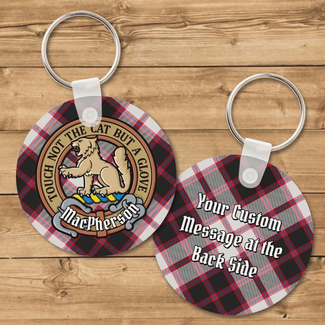 Porte-clés Clan MacPherson Crest sur la chasse Tartan (Créateur téléchargé)
