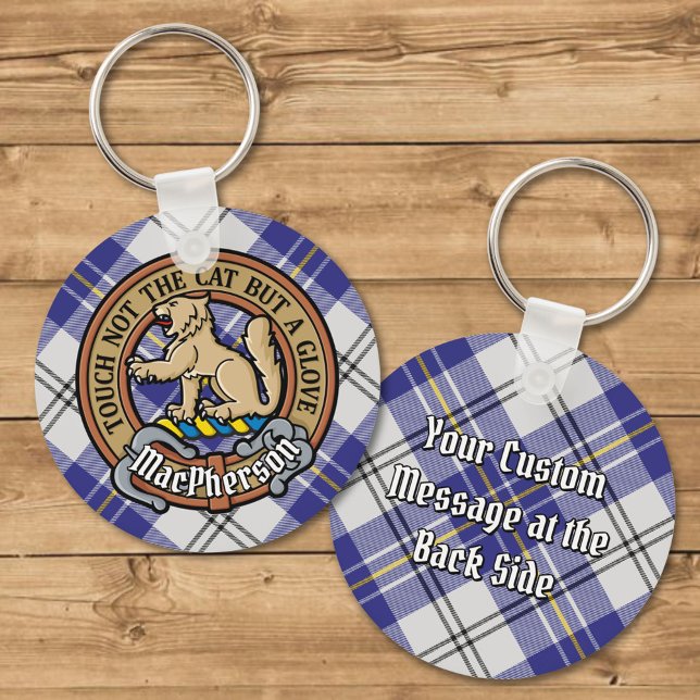 Porte-clés Clan MacPherson Crest sur la robe bleue Tartan (Créateur téléchargé)