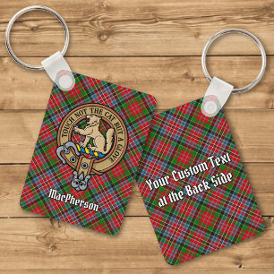 Porte-clés Clan MacPherson Crest sur Tartan Porte - clé