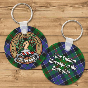 Porte-clés Clan Paterson Crest sur Tartan