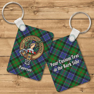 Porte-clés Clan Paterson Crest sur Tartan