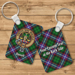 Porte-clés Clan Russell Crête sur Tartan