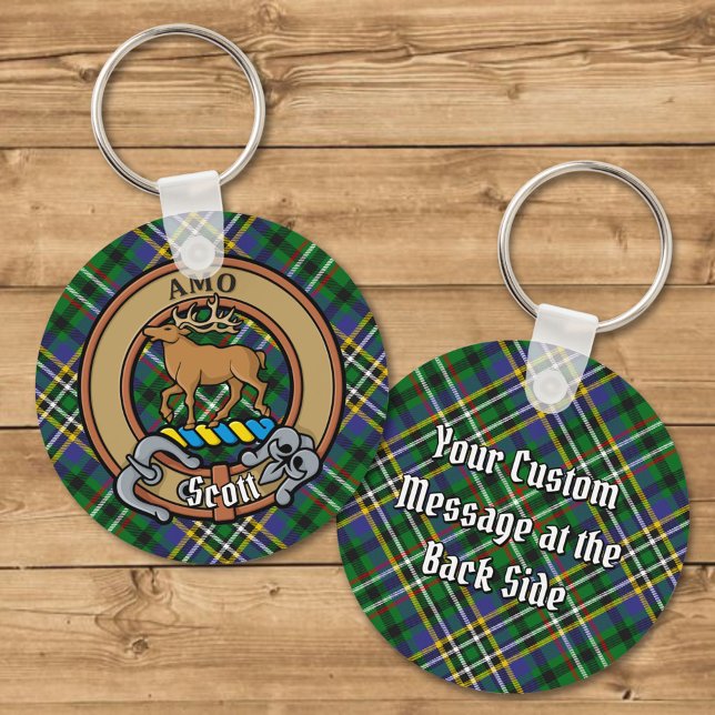 Porte-clés Clan Scott Crest sur Green Tartan (Créateur téléchargé)