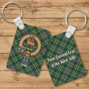 Porte-clés Clan Scott Crest sur Green Tartan Porte - clé