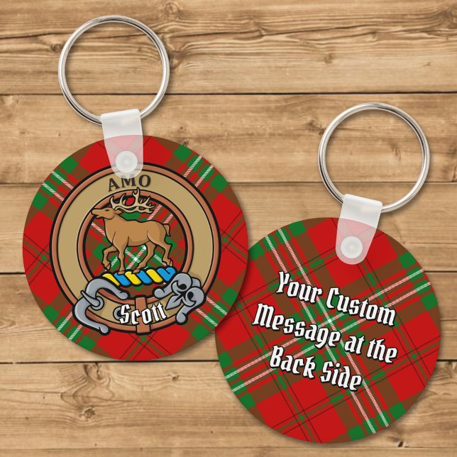 Porte-clés Clan Scott Crest sur Red Tartan (Créateur téléchargé)