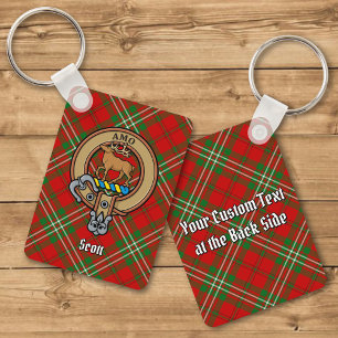 Porte-clés Clan Scott Crest sur Red Tartan Porte - clé