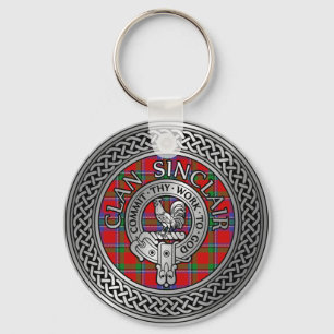 Porte-clés Clan Sinclair Crest et Tartan Knot