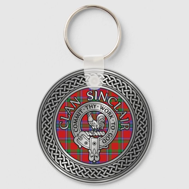 Porte-clés Clan Sinclair Crest et Tartan Knot (Recto)