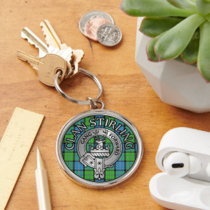 Porte-clés Clan Stirling Crest & Tartan Knot