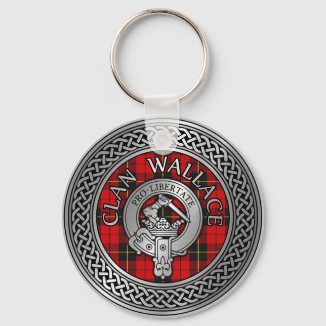 Porte-clés Clan Wallace Crest et Tartan Knot (Recto)