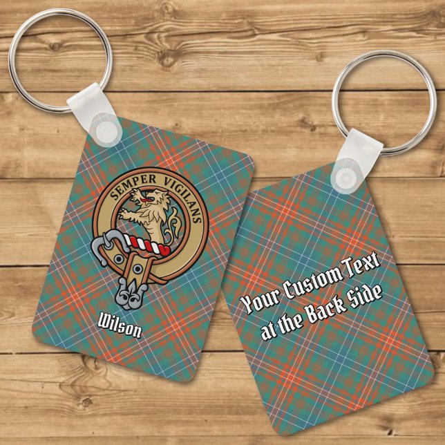 Porte-clés Clan Wilson Crest au-dessus de Tartan antique (Créateur téléchargé)
