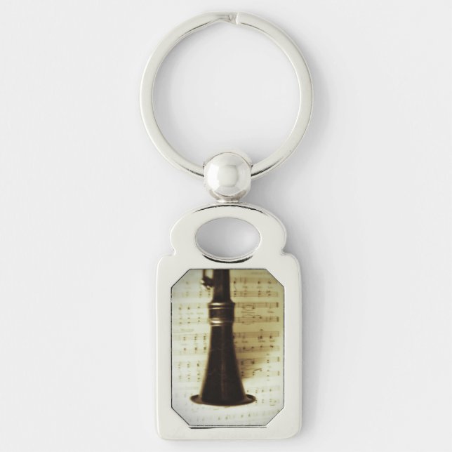 Porte-clés Clarinette argentée vintage (Devant)