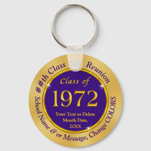 Porte-clés Class of 1972 Gifts, Purple and Gold Keychains