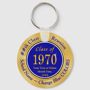 Porte-clés Classe bleue et or de 1970 Réunion personnalisée