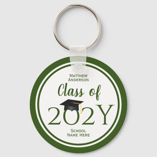 Porte-clés Classe de 2023 Elégant Forest Green Graduation (Recto)