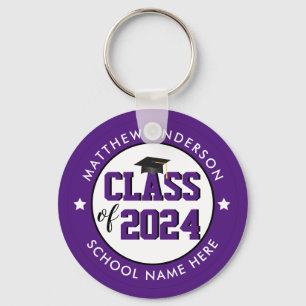 Porte-clés Classe de 2023 Elégant Royal Purple Graduation