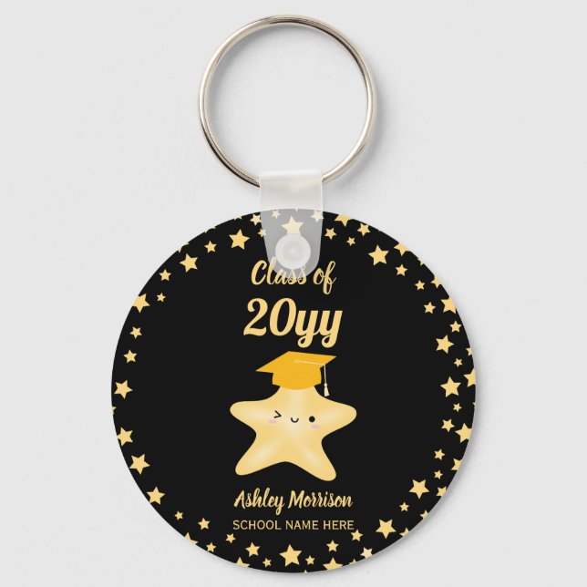 Porte-clés Classe de 2024 Super Star Black and Gold (Recto)