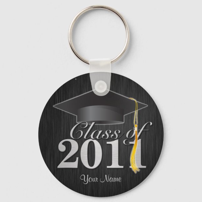 Porte-clés Classe de Clé de Graduation 2011 (noir et argent) (Recto)