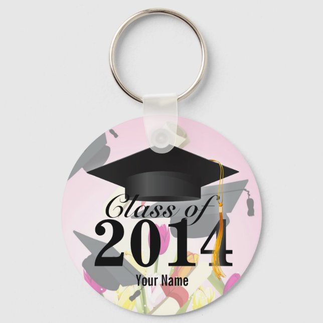 Porte-clés Classe élégante de 2014 Pink Graduation (Recto)