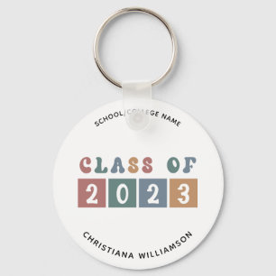Porte-clés Classe Retro Personnalisée de 2023 Graduation Cute