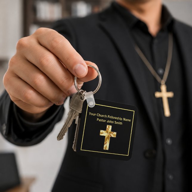 Porte-clés Classeuse Croix Noire d'Église pour Pasteur (Créateur téléchargé)