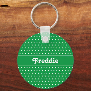 Porte-clés Classic Green Nom personnalisé Green Polka Point