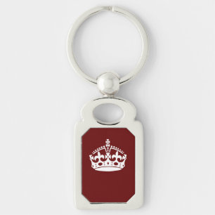 Porte-clés Classic Keep Calm Crown sur Bourgogne Rouge