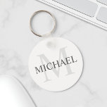 Porte-clés Classic Personalized Monogram and Name<br><div class="desc">Personalized Monogram and Name Gift
features personalized name in grey and monogram in light grey as background,  in classic serif font style,  
on white background.

Perfect as holiday gift,  family reunion favors,  thank you gift for groomsmen and gift for any special occasions.</div>