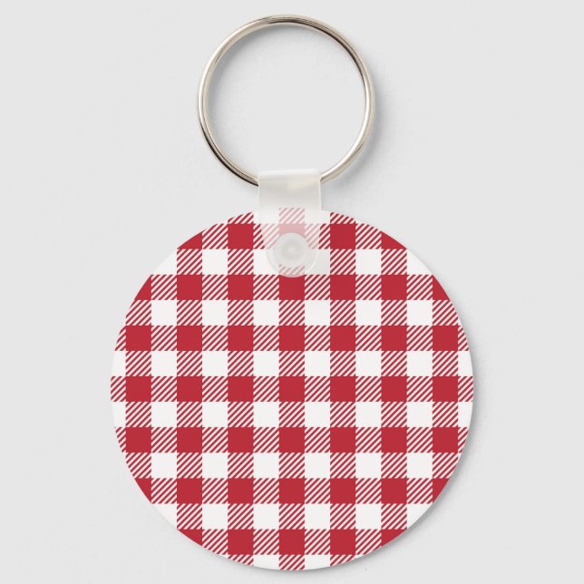 Porte-clés Classic Red and White Gingham Checkered Pattern (Recto)