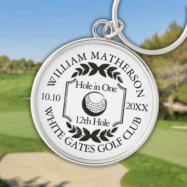 Porte-clés Classique Golf Personnalisé Hole in One (Hole in One Classic Personalized Golf Keychain)