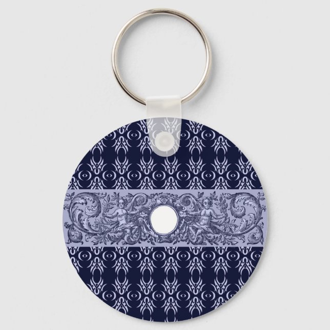 Porte-clés Classy Blue Baroque Motif par LeahG - cherubs (Recto)
