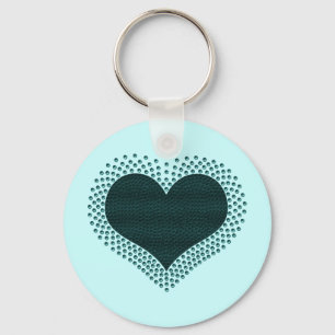 Porte-clés Clavier cardiaque métallique, Turquoise